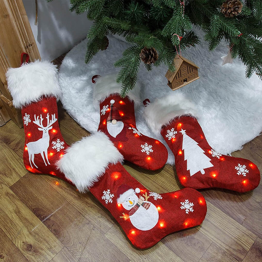 47 cm light-up Christmas stocking for gifts and treats