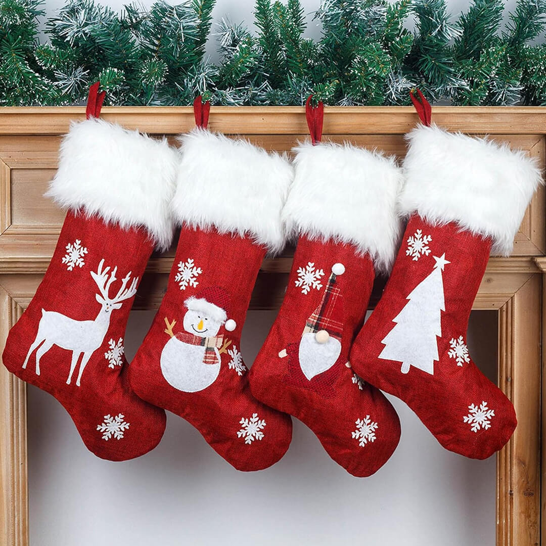 Christmas stocking with built-in lights and hanging loop