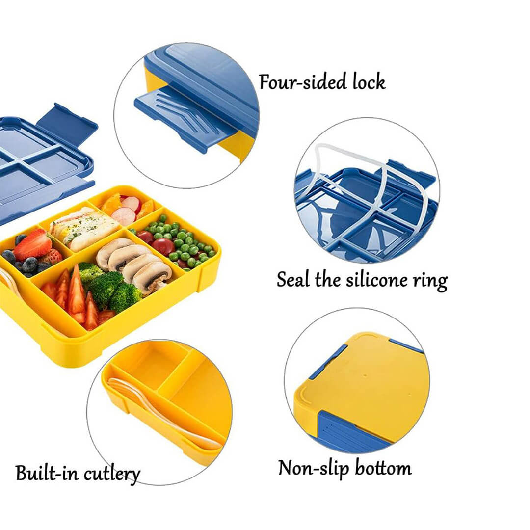 Dual-color kids bento lunch box with ABC sticker sheet