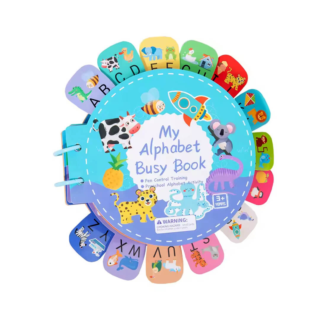 Alphabet busy book for kids with interactive learning activities