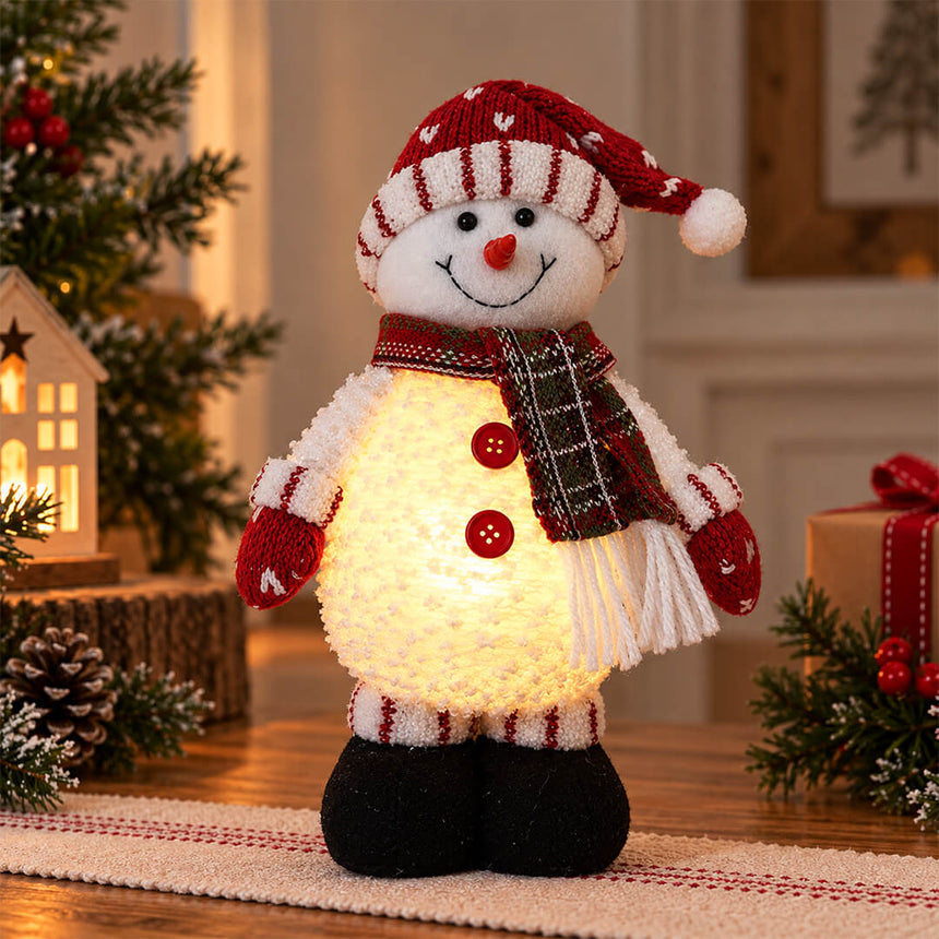 Snowman Christmas table decorations with LED light