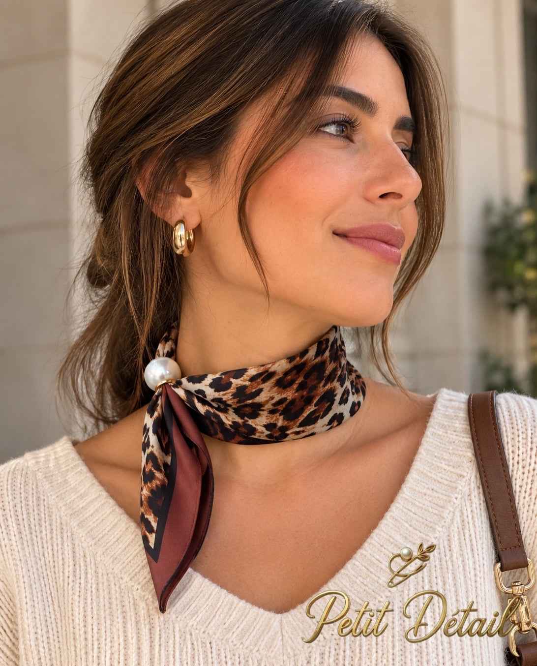 Leopard Pearl Magnetic Scarf Petit Détail Lebanon
