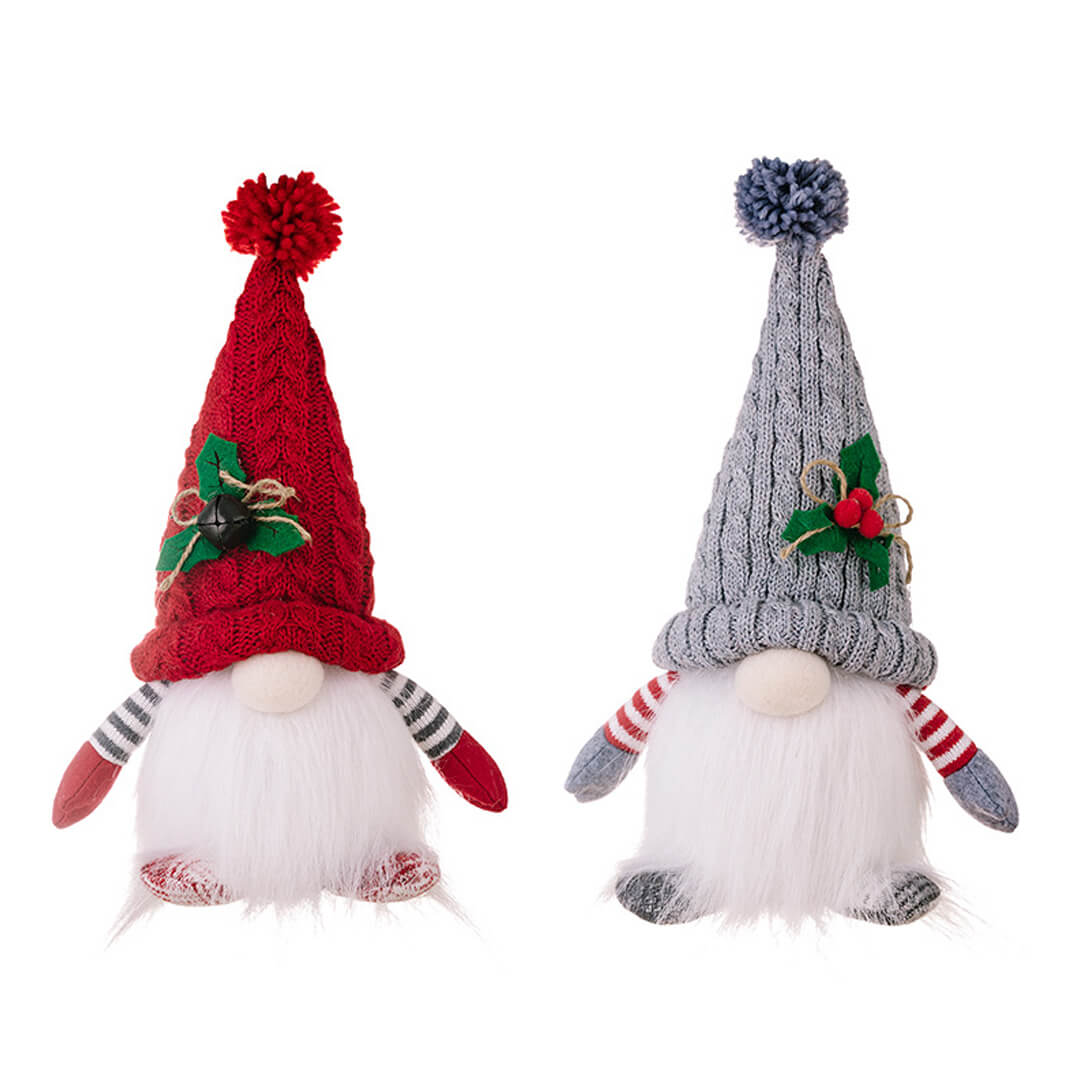 Handmade glowing Christmas gnome  with tall knitted hat