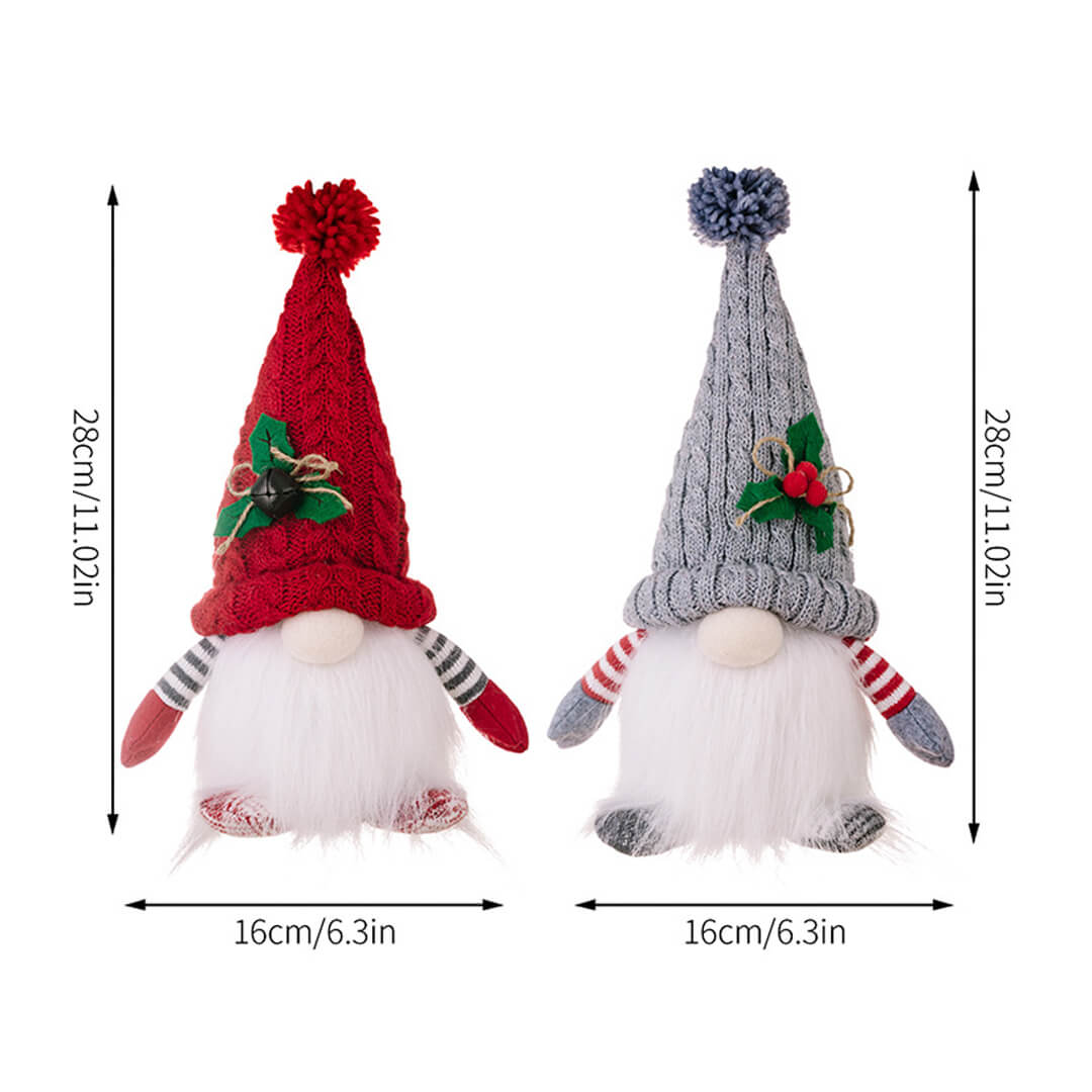 Christmas gnome with long Santa-style hat and glow, dimensions