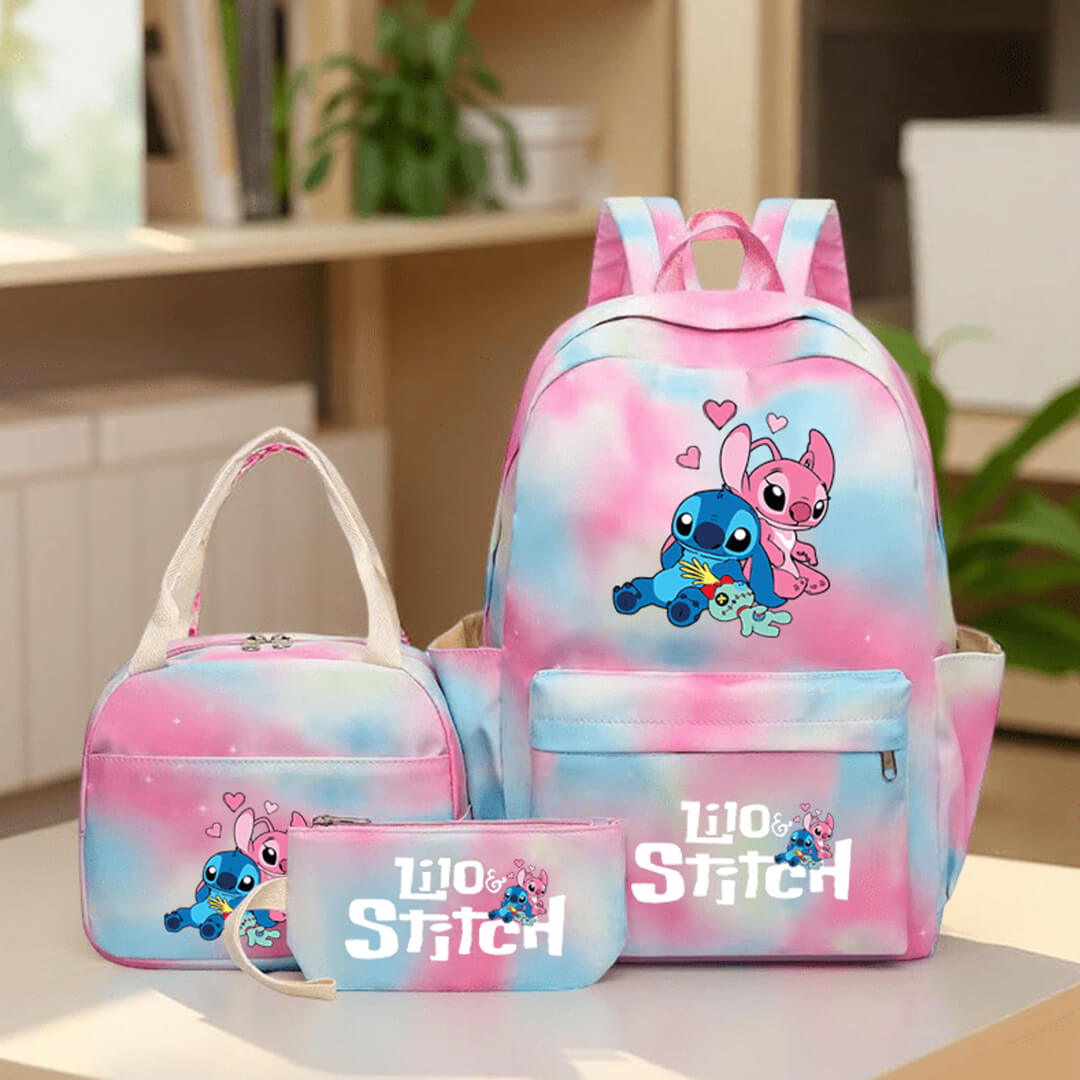 Lilo & Stitch girls backpack set with lunch bag and pencil case, multicolor