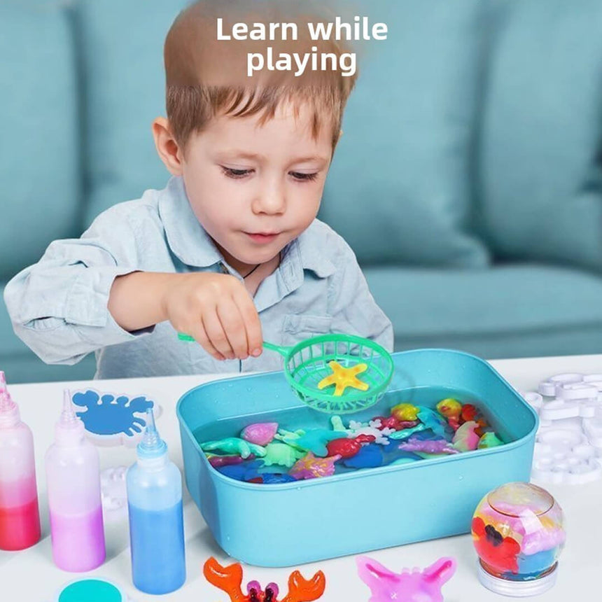 Colorful Magic Gel bottles with 12 assorted 3D molds for kids