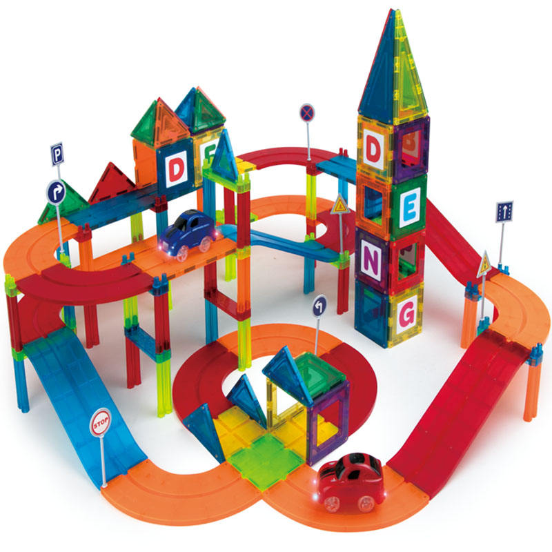 Magnetic Car Racing Track Set - 126 pcs