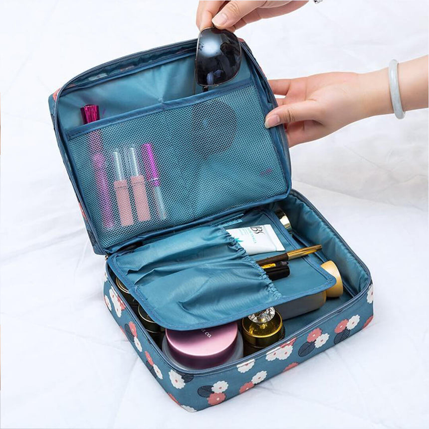 Portable Double Layer Makeup Organizer Bag