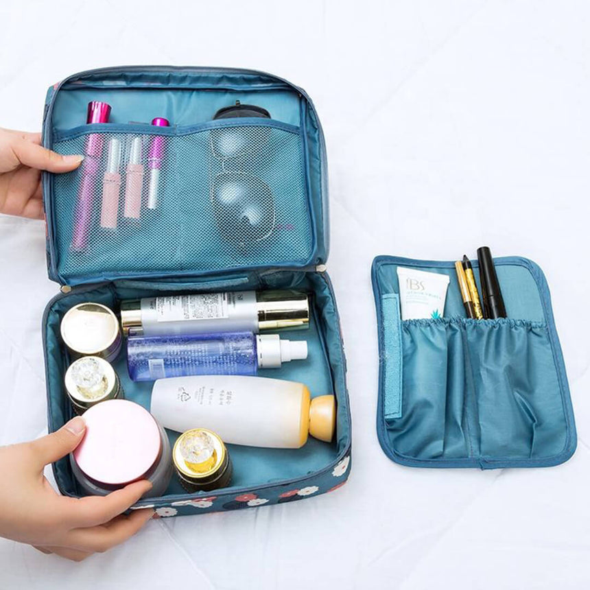 Portable Double Layer Makeup Organizer Bag