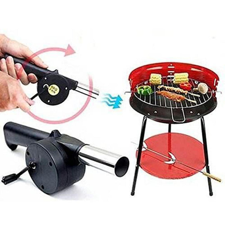 Manual BBQ fan blower for charcoal grills