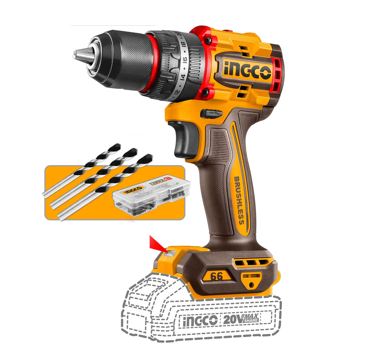 INGCO 20V Impact Drill 66N.m