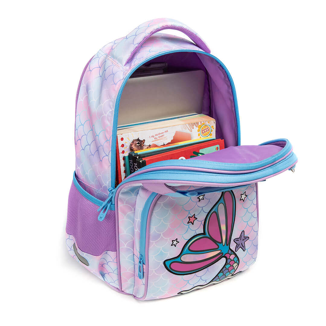 3-in-1 Pink Mermaid Pattern Backpack Set
