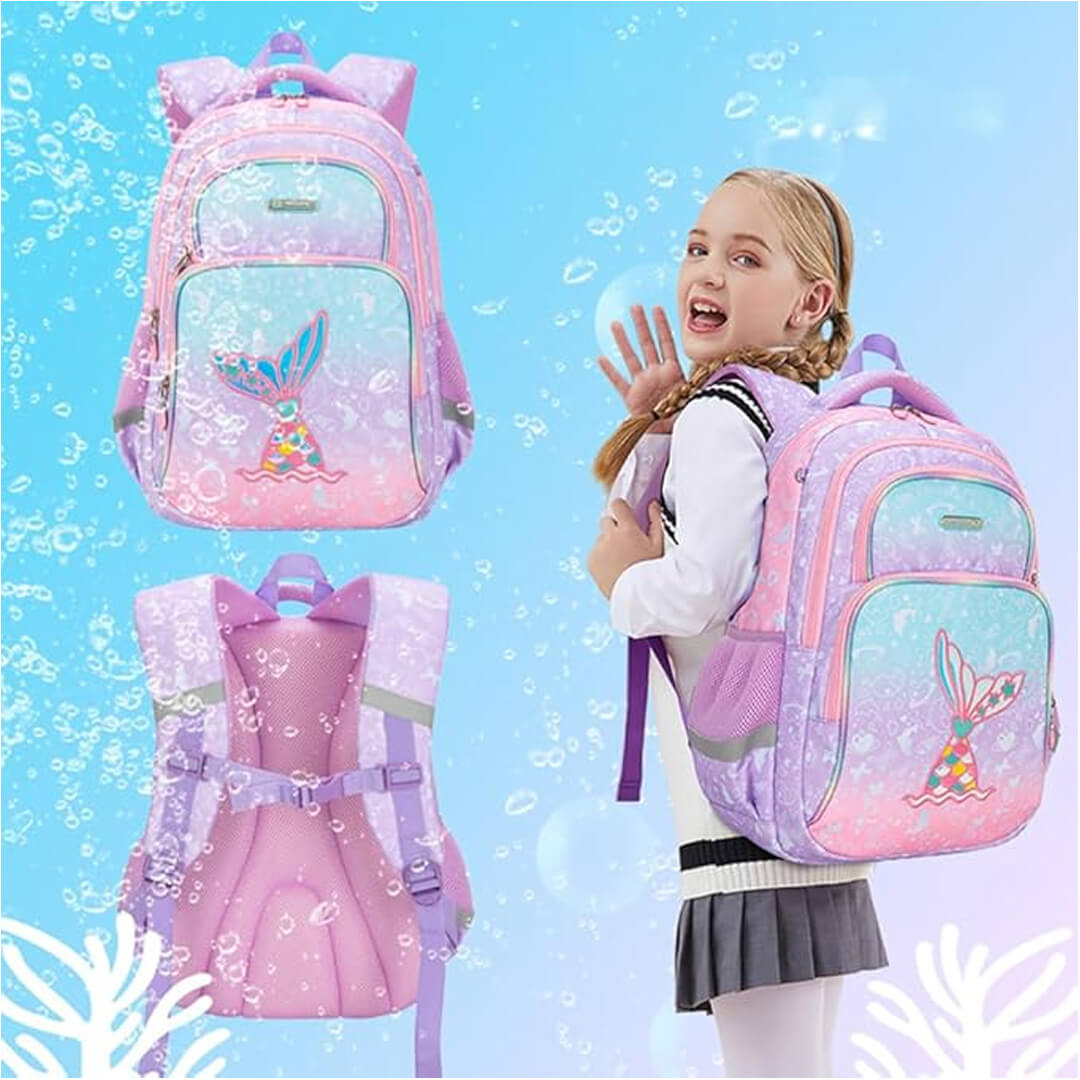 Girls Mermaid print school backpack