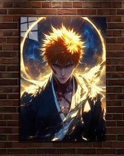 Bleach Ichigo Kurosaki metal poster, Ichigo glowing in golden light