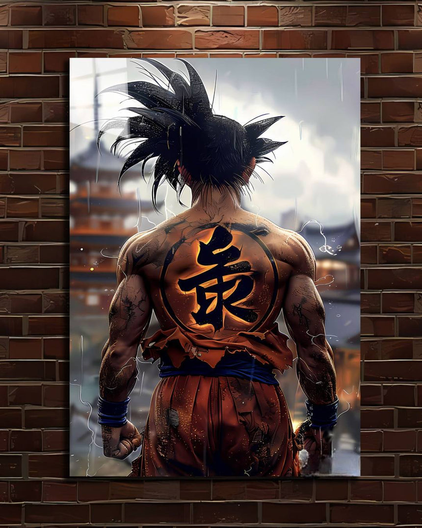 Dragon Ball Goku metal poster, Goku seen from behind with the kanji on his back