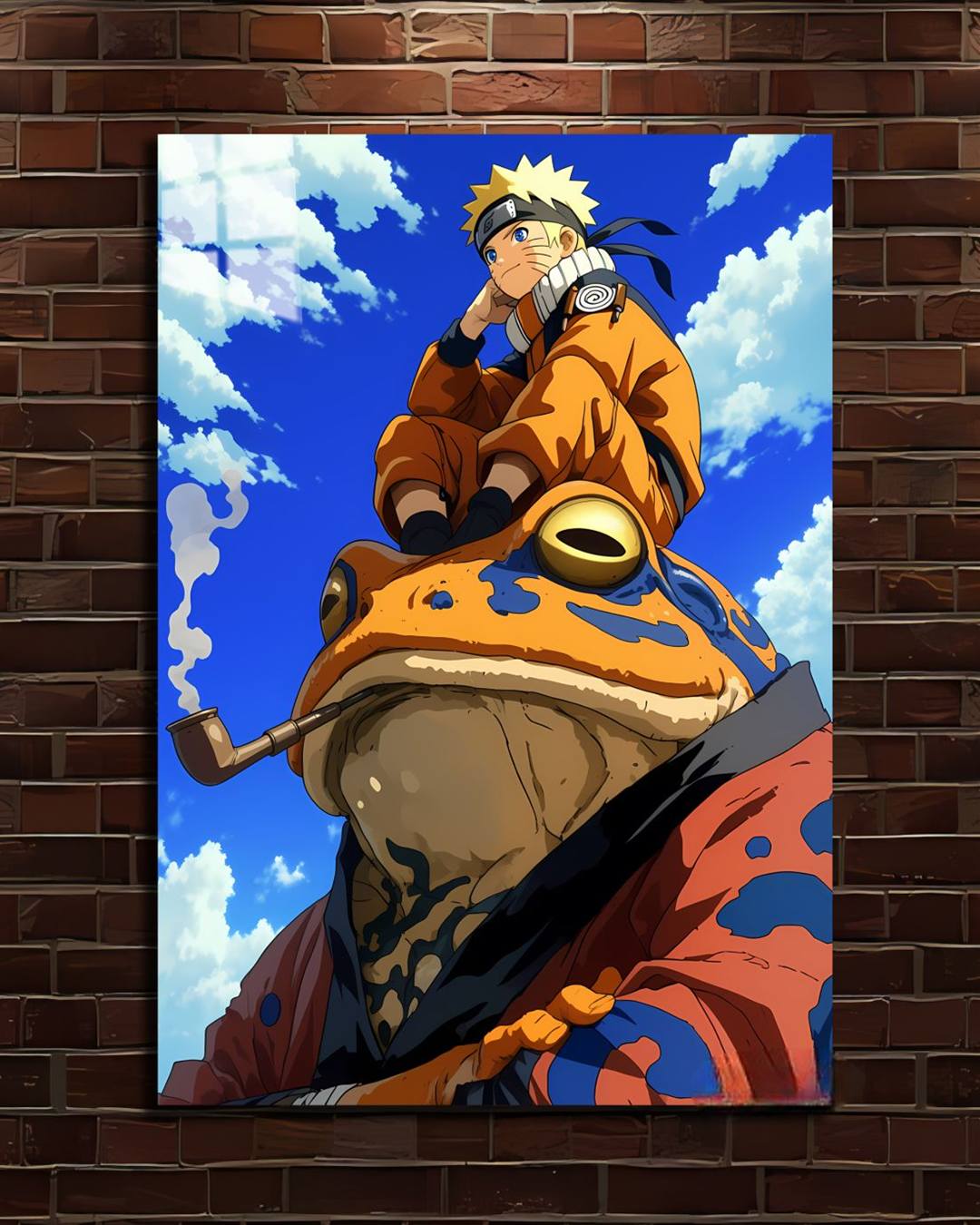 Naruto Gamabunta metal poster, Naruto sitting on top of the giant toad Gamabunta