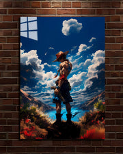 One Piece Ace metal poster, Ace standing above the clouds
