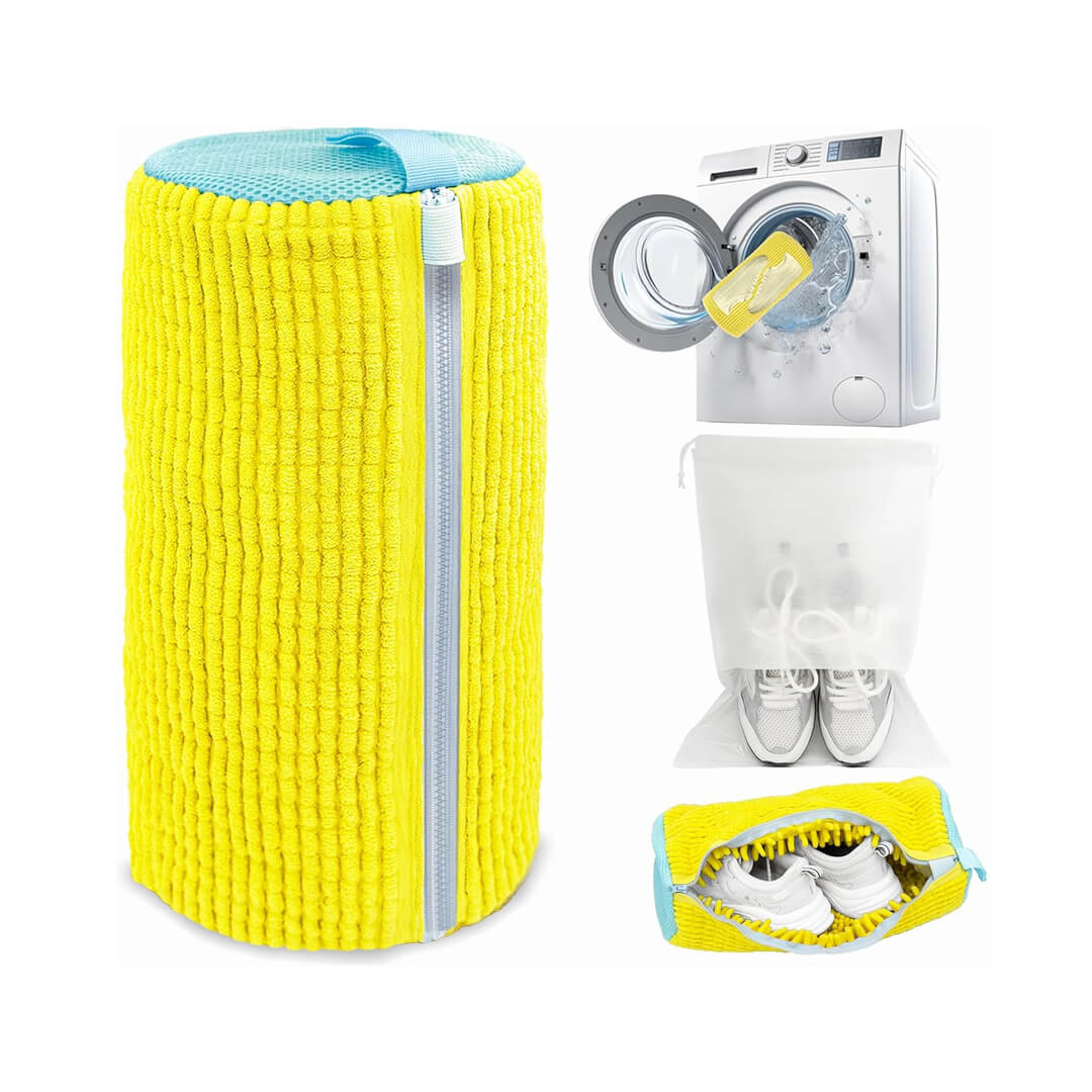 Shoe washing machine bag with soft microfiber interior