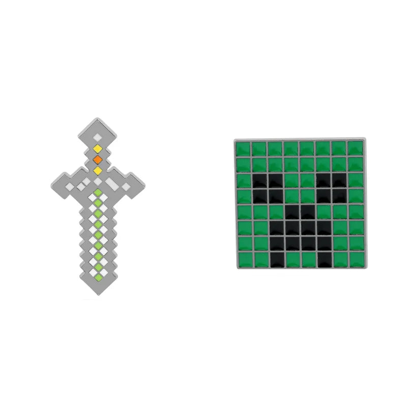 Minecraft creeper and diamond sword enamel pins for fabrics