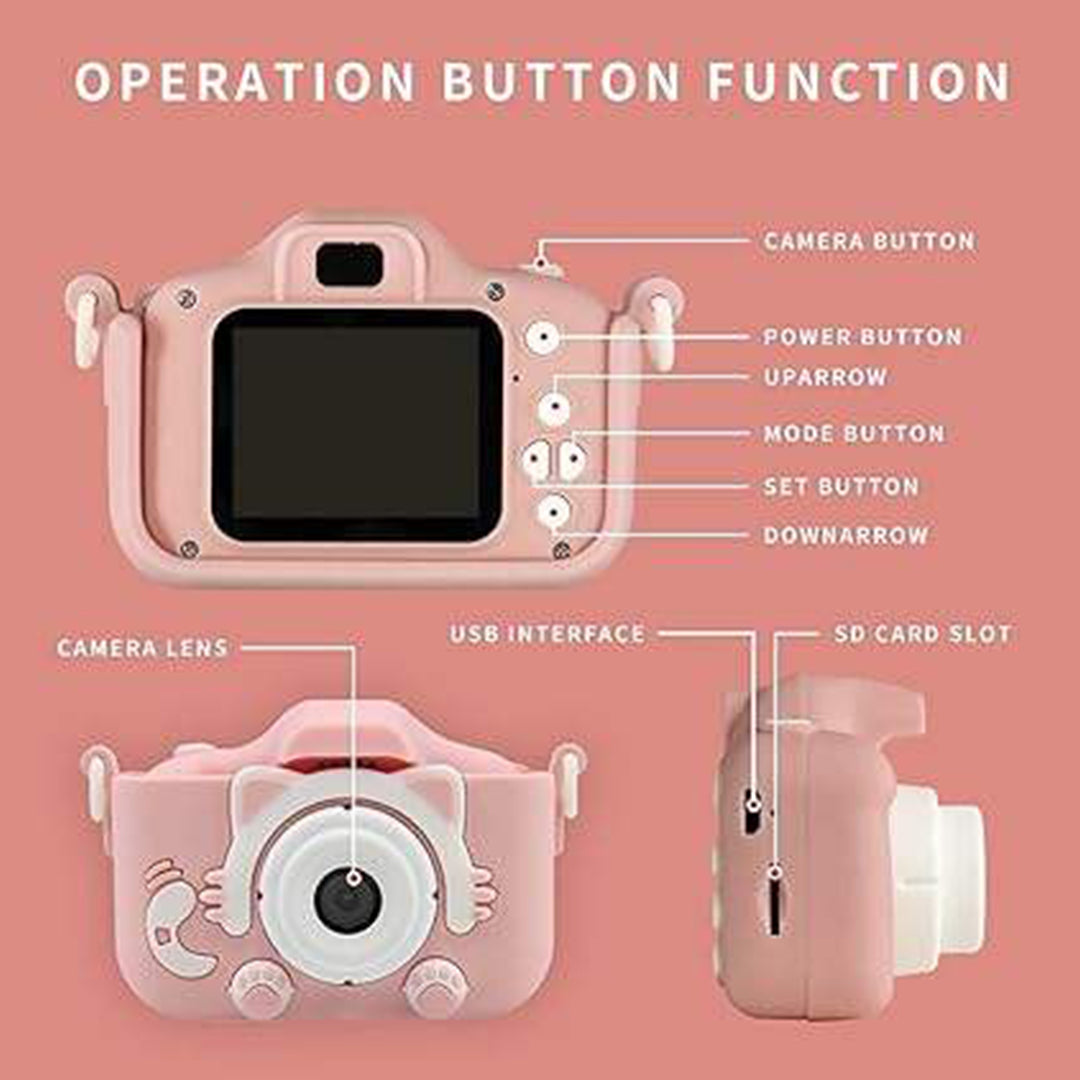 Anti-Drop Dual-Lens Cute Cat Mini Camera + 32Gb Card