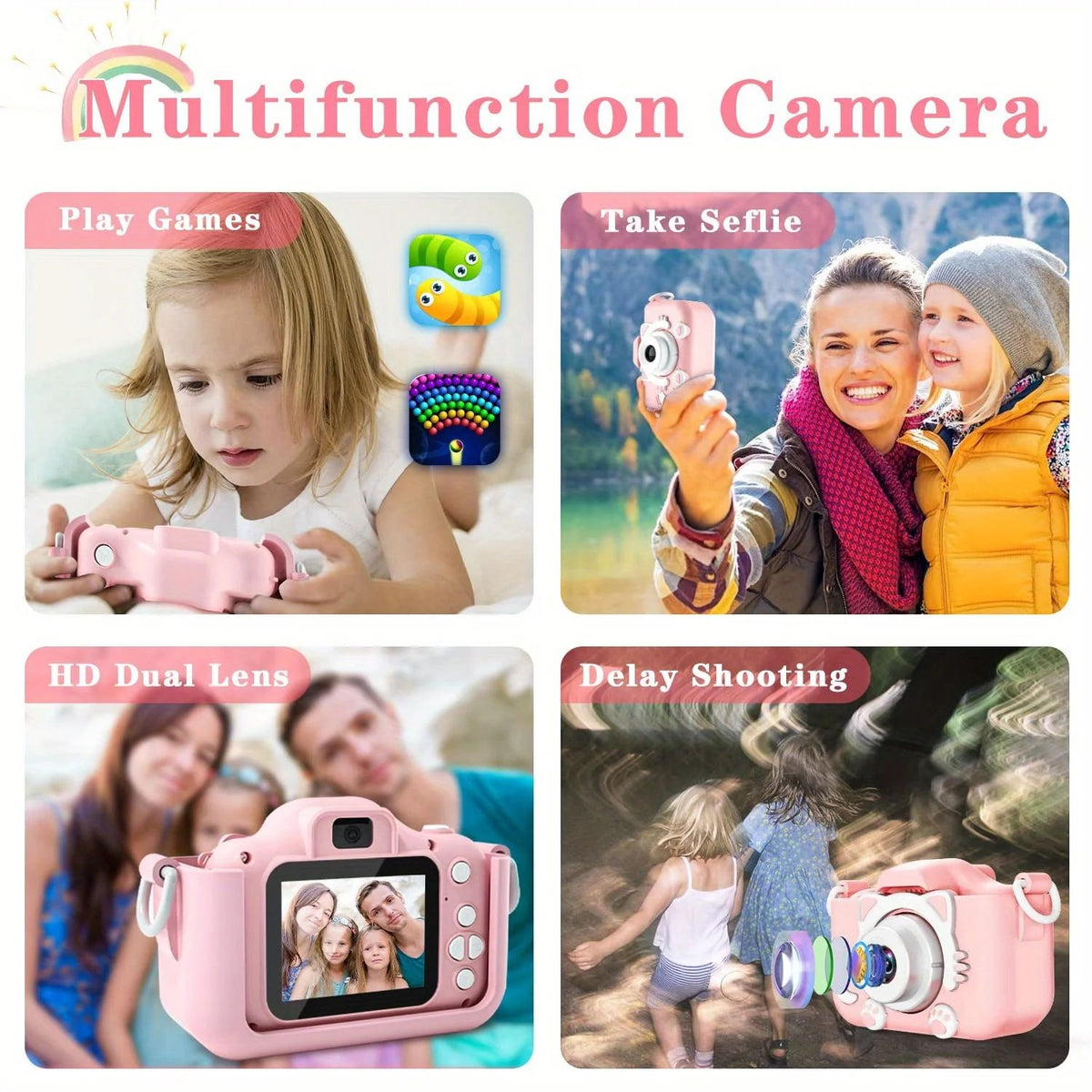 Anti-Drop Dual-Lens Cute Cat Mini Camera + 32Gb Card