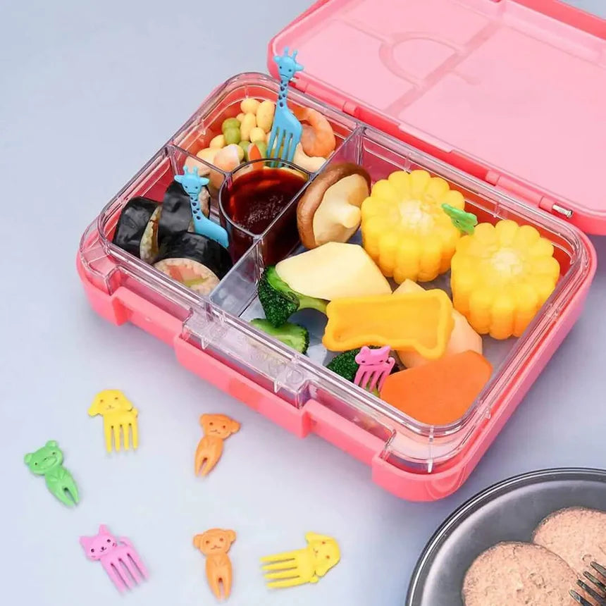 Fun bento lunch accessories with animal picks and silicon cups