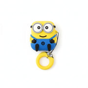 Minion-shaped keychain with a yellow ring on a white background