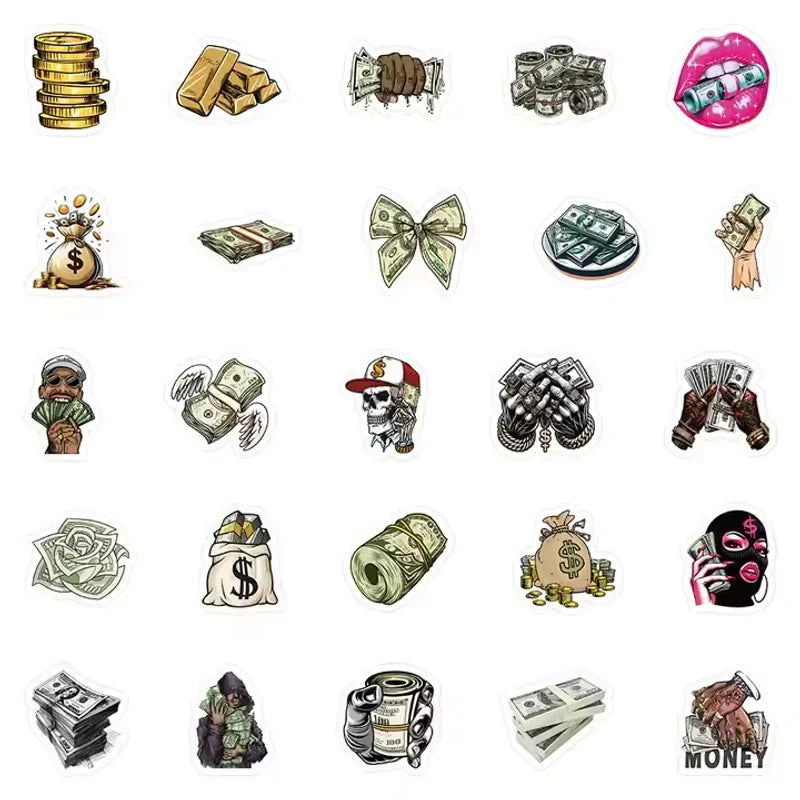 Money and Gold Sticker Set of 50 pieces