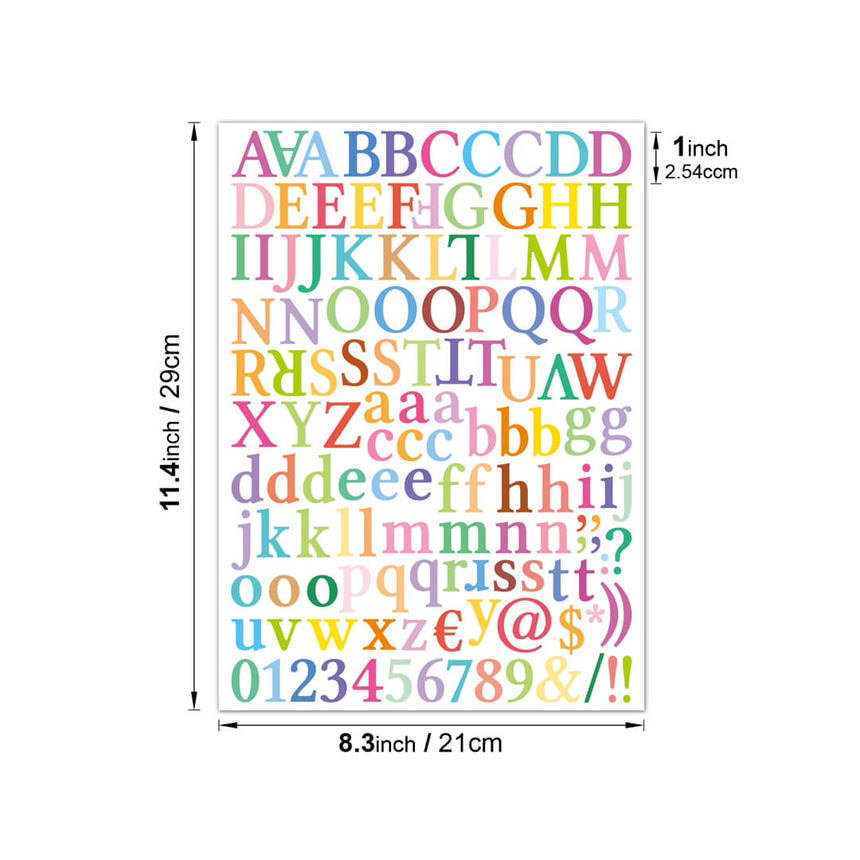 Alphabet sticker sheet for personalizing school bottles