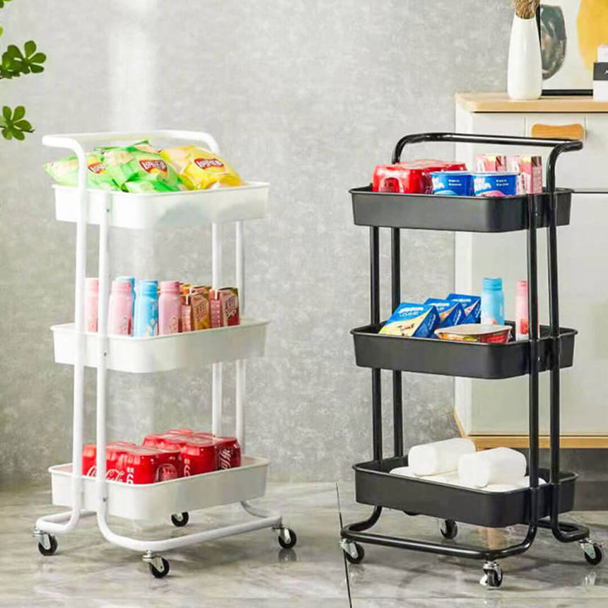 3-layer movable storage cart for kitchen organization