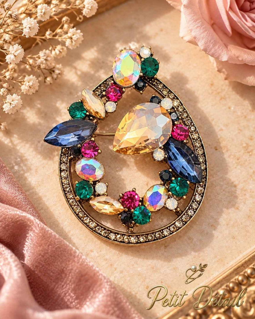 Multicolor Crystal Teardrop Brooch Petit Détail Lebanon