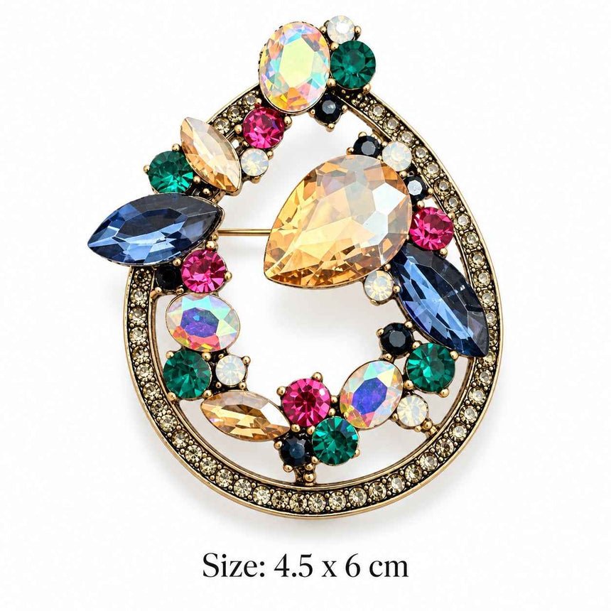 Multicolor Crystal Teardrop Brooch Petit Détail Lebanon