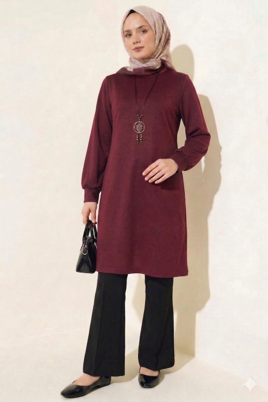 Basic Black Long Sleeve Casual Tunic