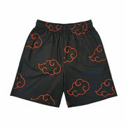 Black Naruto Mesh Shorts with red akatsuki cloud pattern