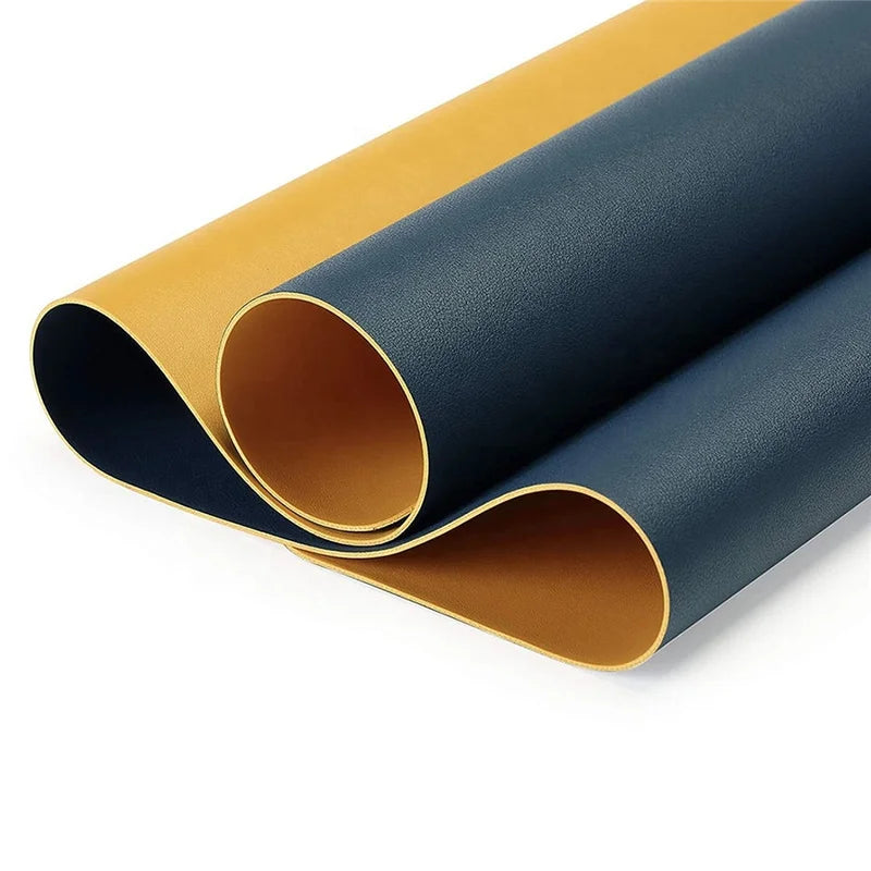 Double Sided PU Leather Mousepad Navy And Yellow