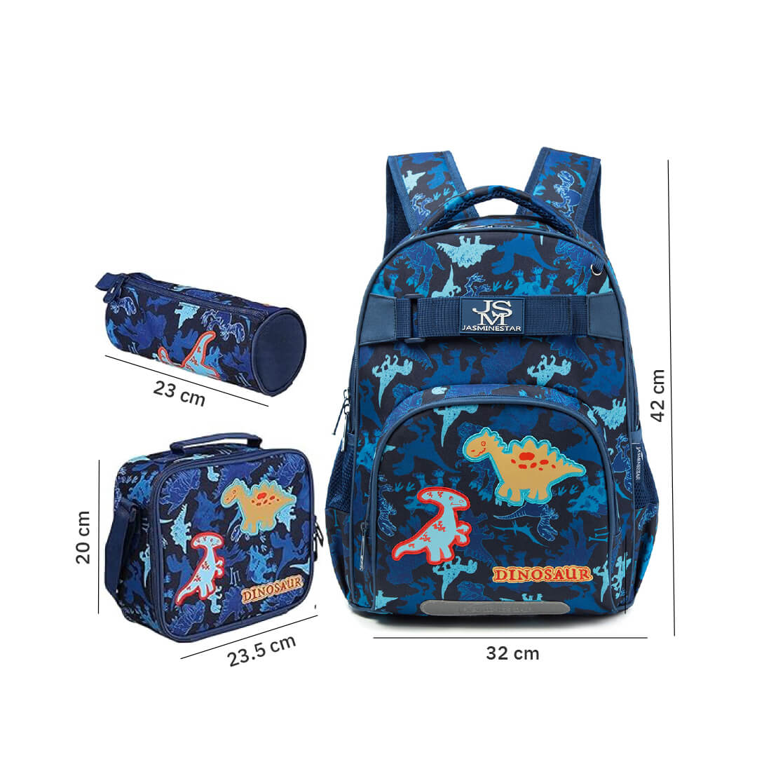 3-Piece Dinosaur Pattern Backpack Set
