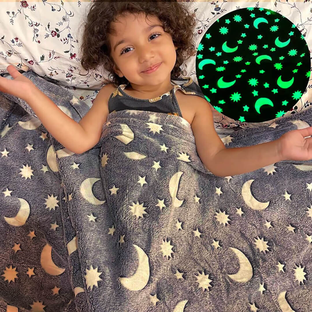Plush glow-in-the-dark blanket for kids.