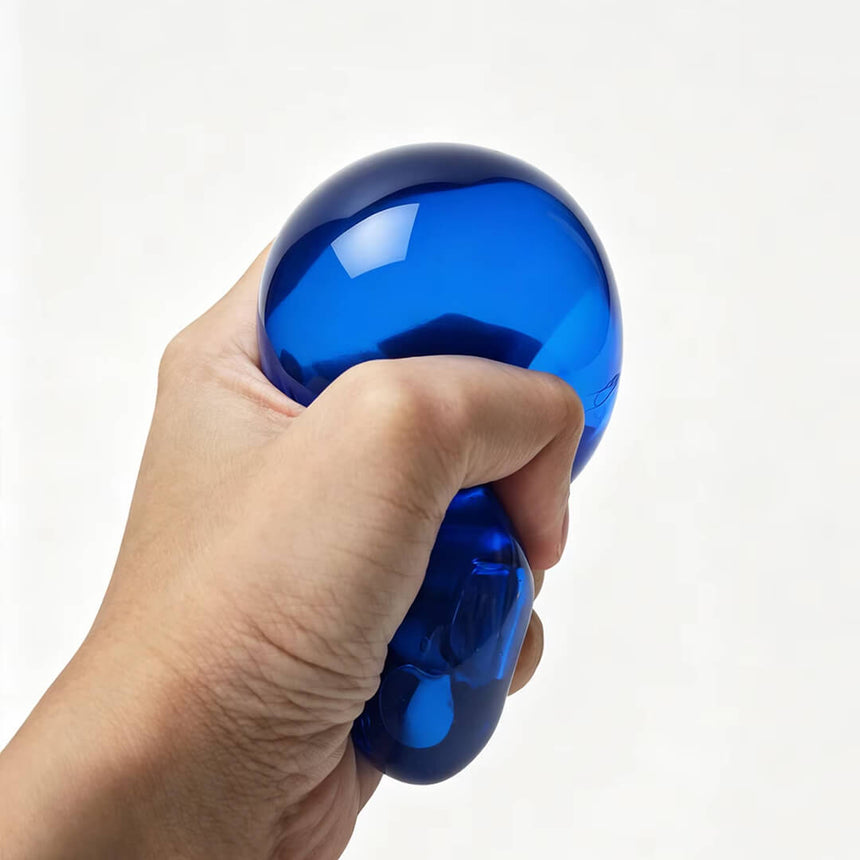 Stretchable NeeDoh Nice Cube squish toy, blue
