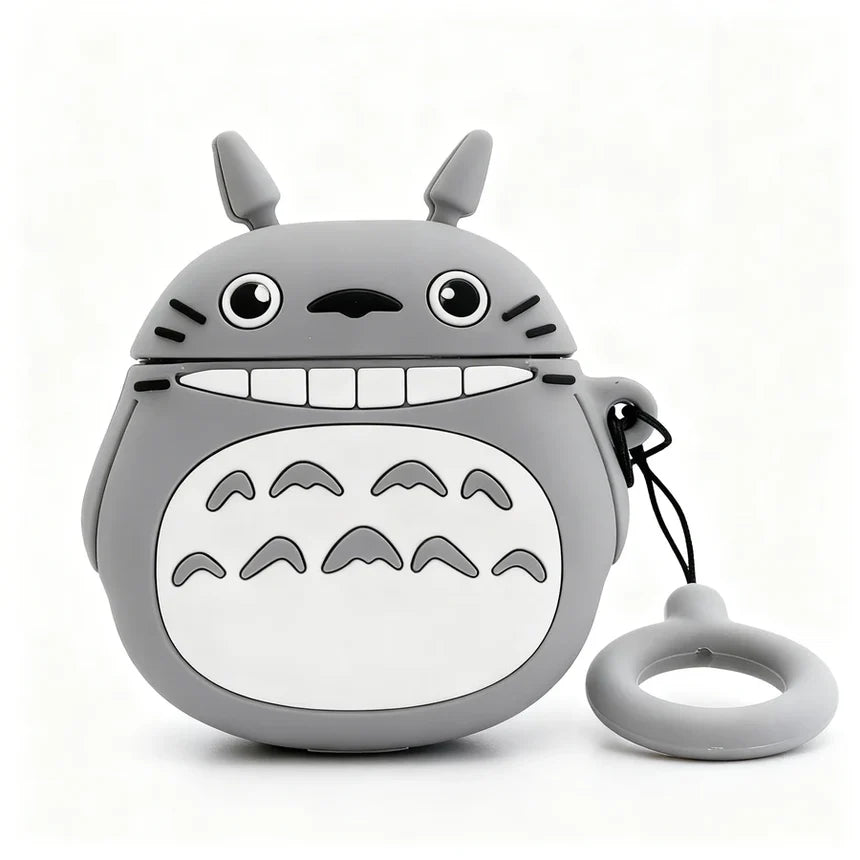 Gray character-shaped case with a ring holder on a white background