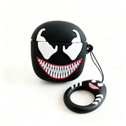 Black airpod case with a smiley face design on a white background