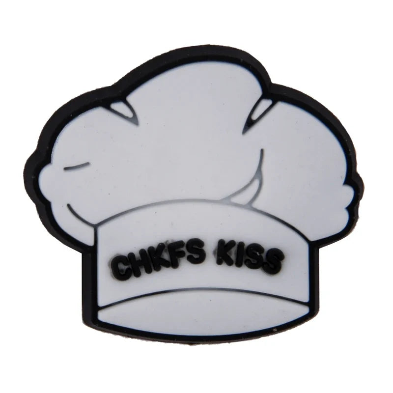 Chef's hat with 'CHKFS KISS' text on a white background