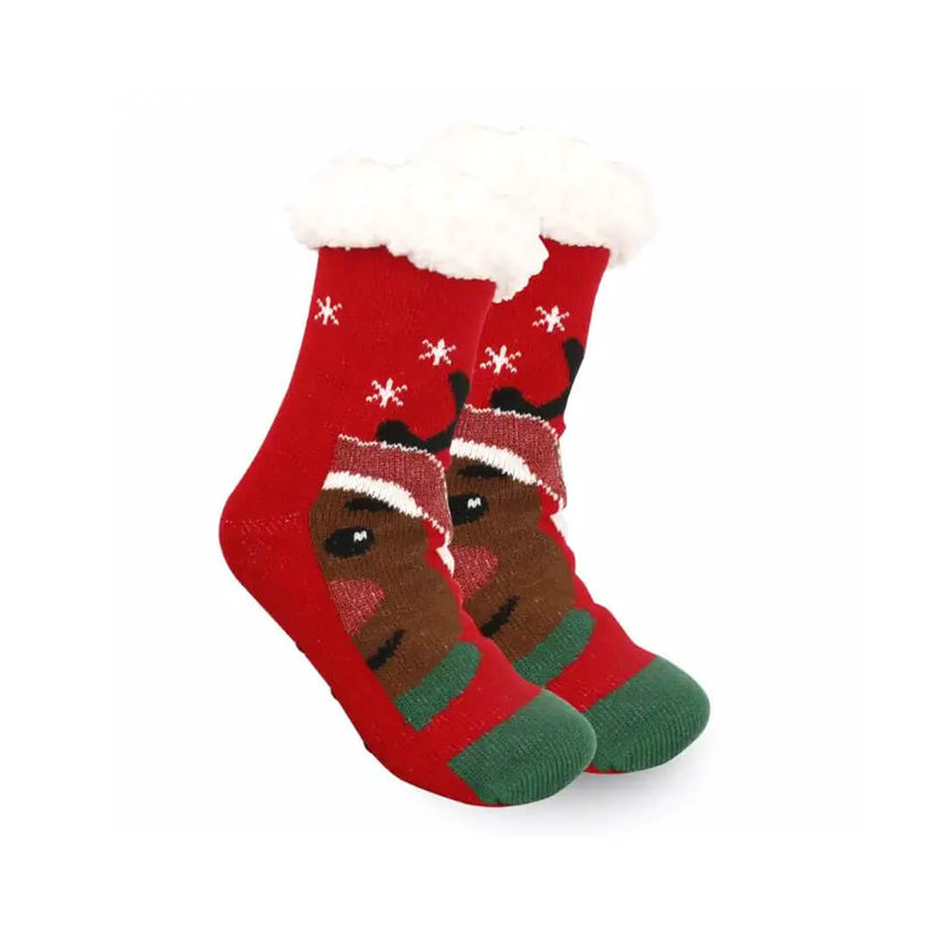 Cozy fleece Christmas socks with reindeer print size 35-42