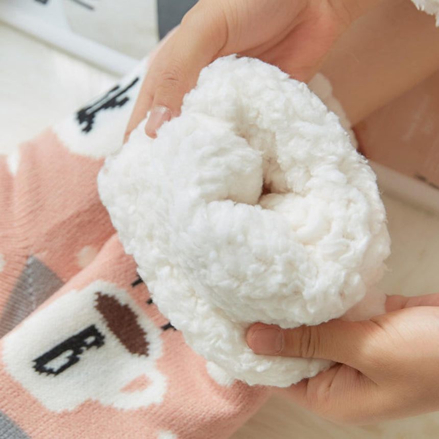 Non-Slip Warm Fleece Sleep Socks - Coffee time