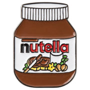 Pin with Nutella jar design on a white background