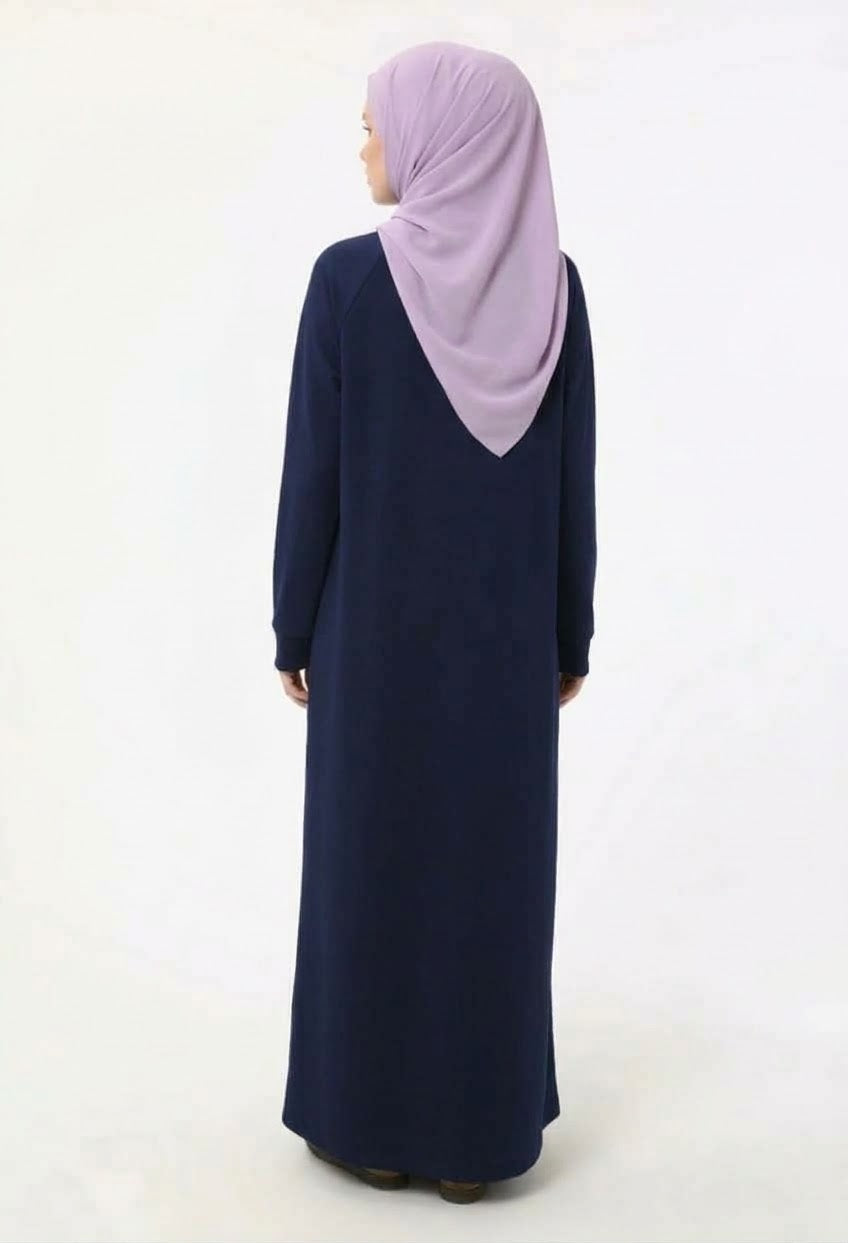 Navy-blue Crewneck Sweatshirt Dress