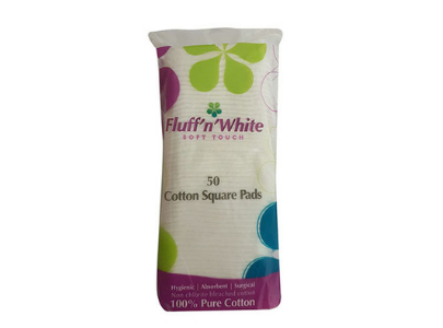 Fluff'N White Cotton Square 50 Pieces