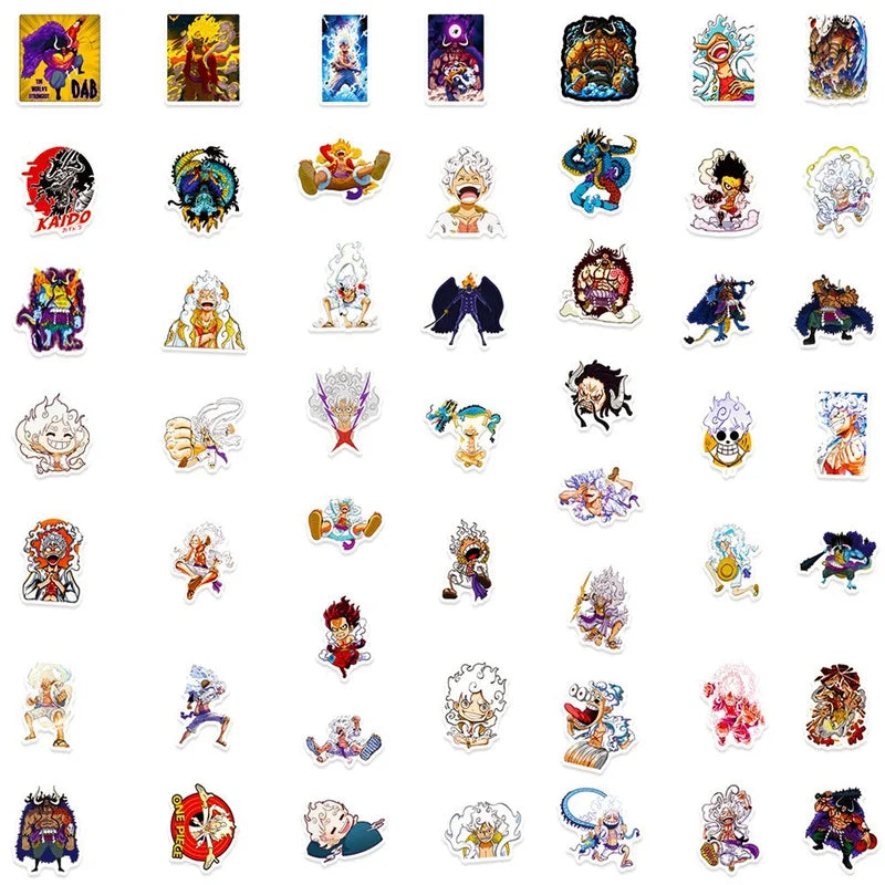 Collection of various cartoon character stickers on a white background