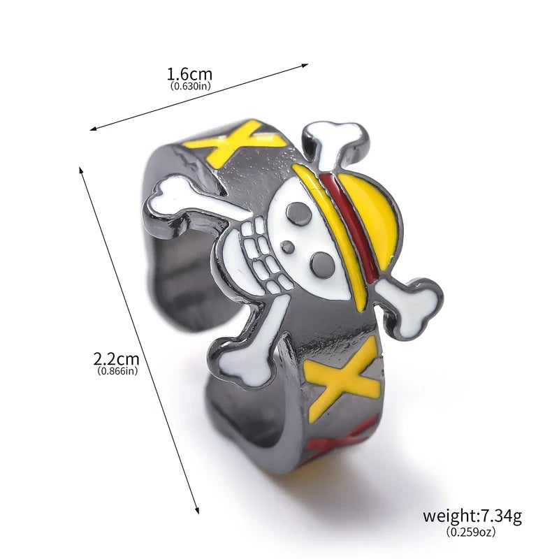 One Piece Straw Hat Crew Adjustable Metal Alloy Ring