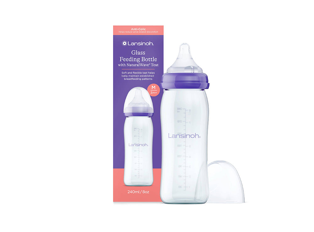 Lansinoh Glass Feeding Bottle 3M+ 240 mL