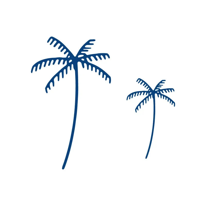 Two blue palm tree tattoos on a white background